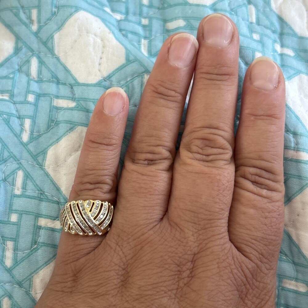 1/2 tcw Gold over Sterling Silver Genuine Diamond Dome Ring Channel Set Size 7 - Picture 13 of 13